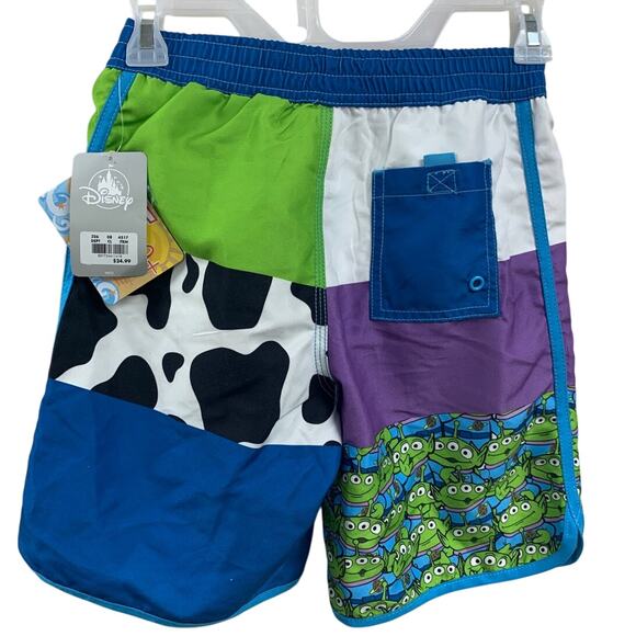 NWT New Disney Toy Story Boys Large 10/12 Lined UPF 50+ Swim Swimming Trunks - Picture 2 of 2